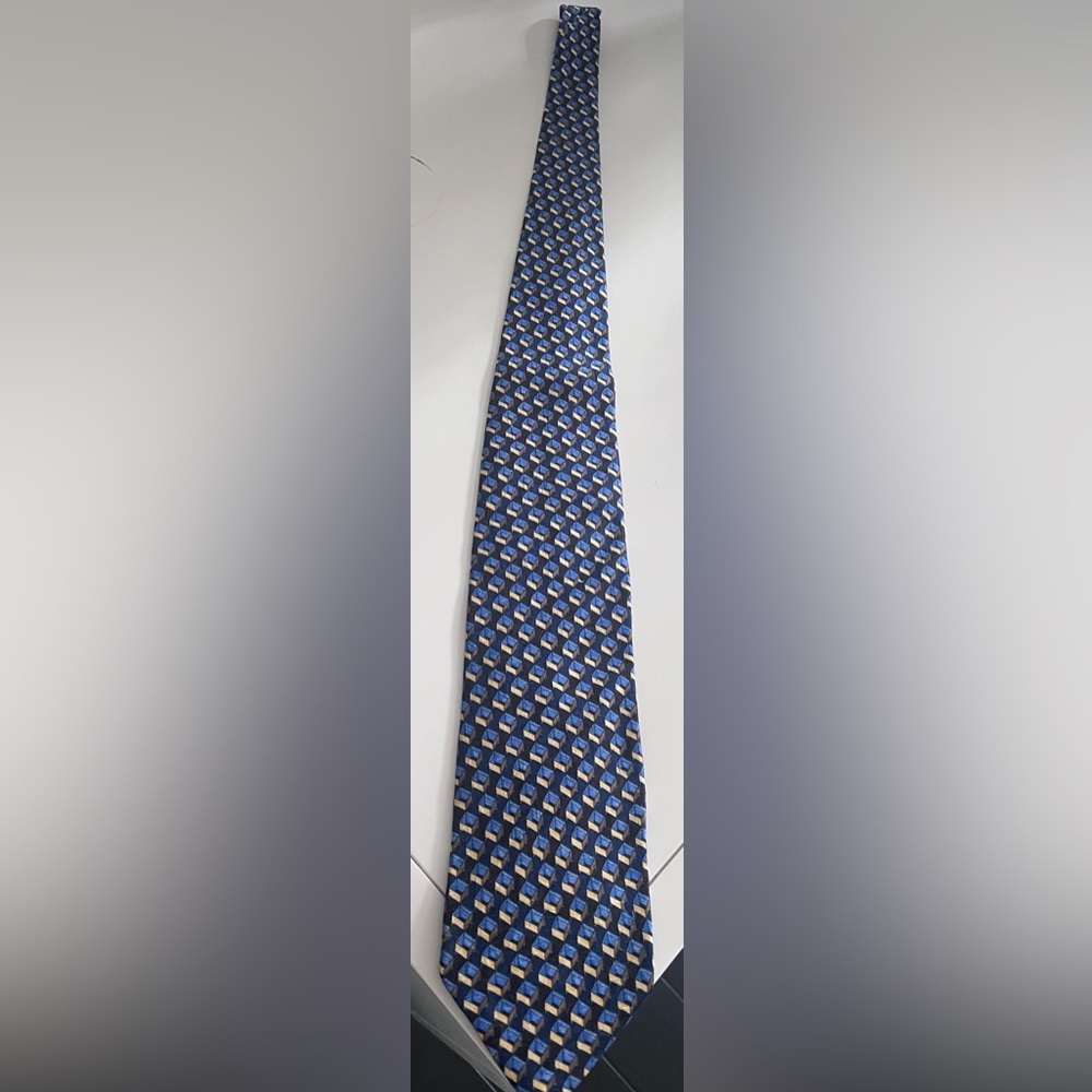 Ermenegildo Zegna Blue and Gold Geometric Tie